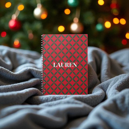 レッドグリーンミッドセンチュリーモダンホリデイ ノートブック