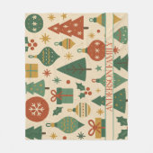 レッドグリーンミッドセンチュリーモダンホリデイ フリースブランケット (正面)