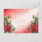 レッドグリーンメキシコスタイルキンセアニラRsvp エンクロージャーカード (正面)