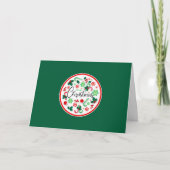 レッドグリーンメリークリスマスリース カード (正面)