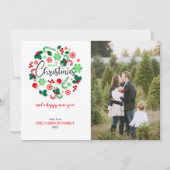 レッドグリーンメリークリスマスリース シーズンカード (正面)