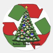 レッドグリーンモビウスリサイクルシンボルカスタムクリスマス ラウンドシール (正面)