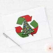 レッドグリーンモビウスリサイクルシンボルカスタムクリスマス ラウンドシール (封筒)