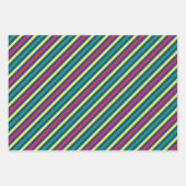 レッドグリーンラインジグザグクリスマスギフトストライプズ ラッピングペーパーシート (正面3)