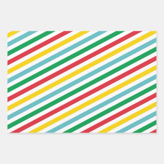 レッドグリーンラインジグザグクリスマスギフトストライプズ ラッピングペーパーシート (正面)