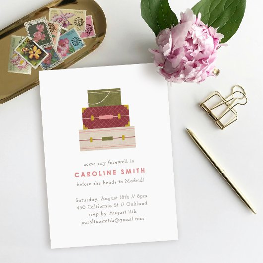 レッドグリーンラゲッジフェアウェルパーティの招待状 招待状