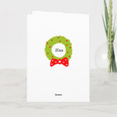 レッドグリーンリースボウキャットクリスマス誕生日 カード (裏面)