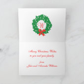 レッドグリーンリースモノグラムメリークリスマスカード シーズンカード (内部)