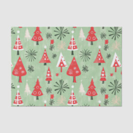 レッドグリーンレトロクリスマスツリー 薄葉紙