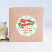 レッドグリーンレトロメリークリスマスカスタム ラウンドシール