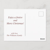 レッドグリーンヴィンテージサンタそりクリスマスポストカード ポストカード (裏面)