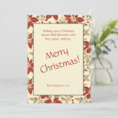 レッドグリーンヴィンテージポインセティアスクリスマス シーズンカード (スタンド正面)