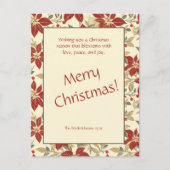 レッドグリーンヴィンテージポインセティアスクリスマス シーズンポストカード (正面)