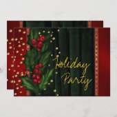 レッドグリーン企業のホリデーパーティー 招待状 (正面/裏面)