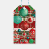 レッドグリーン伝統的プレイドホリデー ギフトタグ (正面)