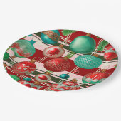 レッドグリーン伝統的プレイドホリデー ペーパープレート (アングル)