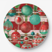 レッドグリーン伝統的プレイドホリデー ペーパープレート (正面)