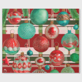 レッドグリーン伝統的プレイドホリデー ラッピングペーパー (フラット)