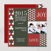 レッドグリーン最高のホリーズファミリーホリディフォトカード シーズンカード (正面/裏面)