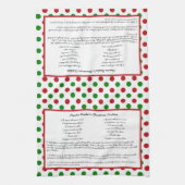 レッドグリーン水玉模様お洒落キープサケ キッチンタオル (縦)