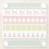 レッドグリーン醜いクリスマスセーターフェスティバルクリップアート ガラスコースター (裏面)