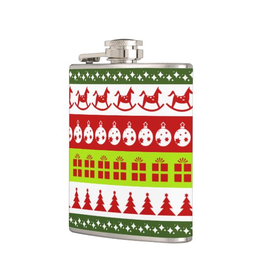 レッドグリーン醜いクリスマスセーターフェスティバルクリップアート フラスク (左)