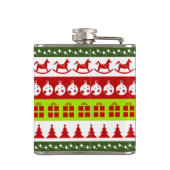 レッドグリーン醜いクリスマスセーターフェスティバルクリップアート フラスク (裏面)