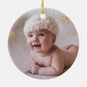 レッドグリーン金ゴールドウィンタースリーベビー1stクリスマス セラミックオーナメント (裏面)