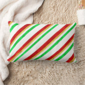 レッドグリーン金ゴールドウォーターカラーキャンディーケーンストライプズ ランバークッション (ブランケット)