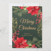レッドグリーン金ゴールドエレガントメリークリスマス シーズンカード (正面)