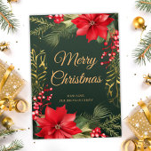 レッドグリーン金ゴールドエレガントメリークリスマス シーズンカード