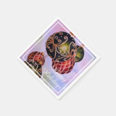 レッドグリーン金ゴールドオーナメントクリスマスパーティー スタンダードカクテルナプキン (角)