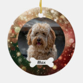 レッドグリーン金ゴールドカスタムグリッターペットパピードッグ写真 セラミックオーナメント (裏面)