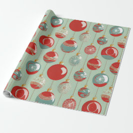 レッドグリーン金ゴールドクリスマスオーナメント素朴ヴィンテージ ラッピングペーパー
