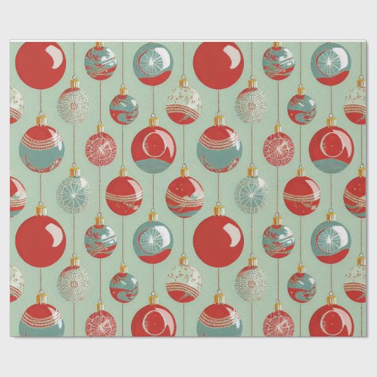 レッドグリーン金ゴールドクリスマスオーナメント素朴ヴィンテージ ラッピングペーパー (フラット)