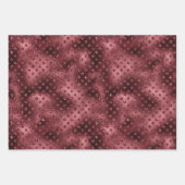 レッドグリーン金ゴールドクリスマスグリッタードット ラッピングペーパーシート (正面)