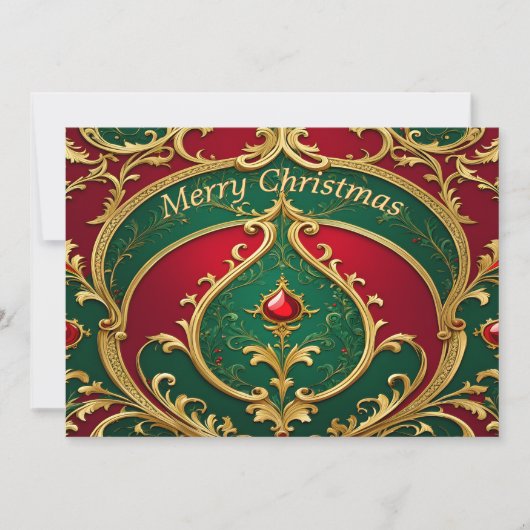 レッドグリーン金ゴールドクリスマスホリデーカード シーズンカード (正面)