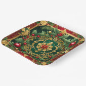 レッドグリーン金ゴールドクリスマスホリデー紙プレート ペーパープレート (傾斜あり)