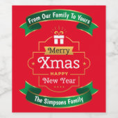 レッドグリーン金ゴールドクリスマスワインラベル ワインラベル (シングルラベル)