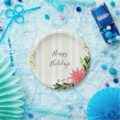 レッドグリーン金ゴールドスパークルポインセチアのクリスマス ペーパープレート (パーティー)