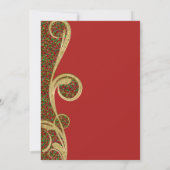 レッドグリーン金ゴールドスワールクリスマスホリデーパーティー 招待状 (裏面)