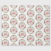 レッドグリーン金ゴールドファミリー名リースレトロクリスマス ラッピングペーパー (フラット)