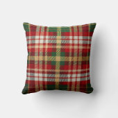 レッドグリーン金ゴールドプレイドクリスマスウィンターホリデー クッション (裏面)