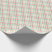 レッドグリーン金ゴールドホイルフェイククリスマス ラッピングペーパー (角)