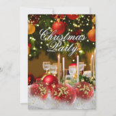 レッドグリーン金ゴールドホリーボードクリスマスクリスマスパーティー 招待状 (正面)