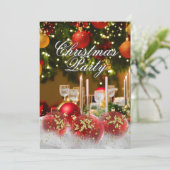 レッドグリーン金ゴールドホリーボードクリスマスクリスマスパーティー 招待状 (スタンド正面)