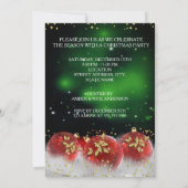 レッドグリーン金ゴールドホリーボードクリスマスクリスマスパーティー 招待状 (裏面)