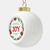 レッドグリーン金ゴールドリースジョイモダンメリークリスマス セラミックボールオーナメント (右)