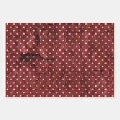 レッドグリーン金ゴールドヴィンテージクリスマスツリー ラッピングペーパーシート (正面3)