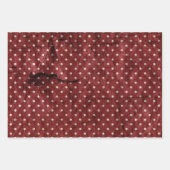 レッドグリーン金ゴールドヴィンテージクリスマスハウス ラッピングペーパーシート (正面2)